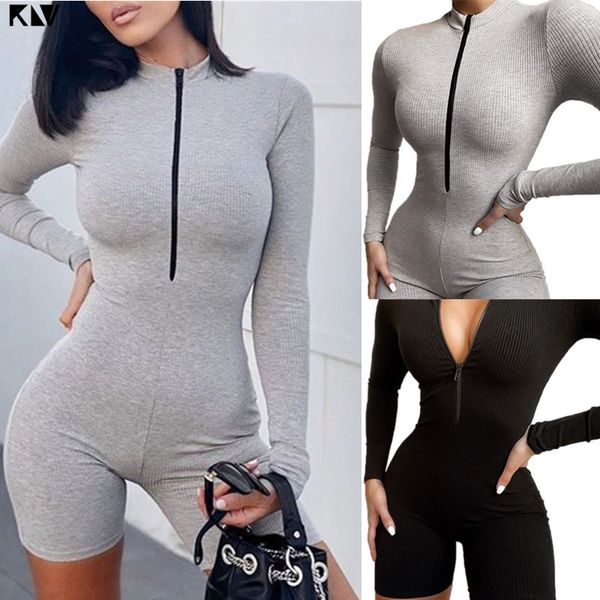 klv women fashion playsuit full sleeve zipper 100% cotton rompers 2020 female elastic skinny short bodysuits, Black;white
klv women fashion playsuit full sleeve zipper 100% cotton rompers 2020 female elastic skinny short bodysuits, Black;white