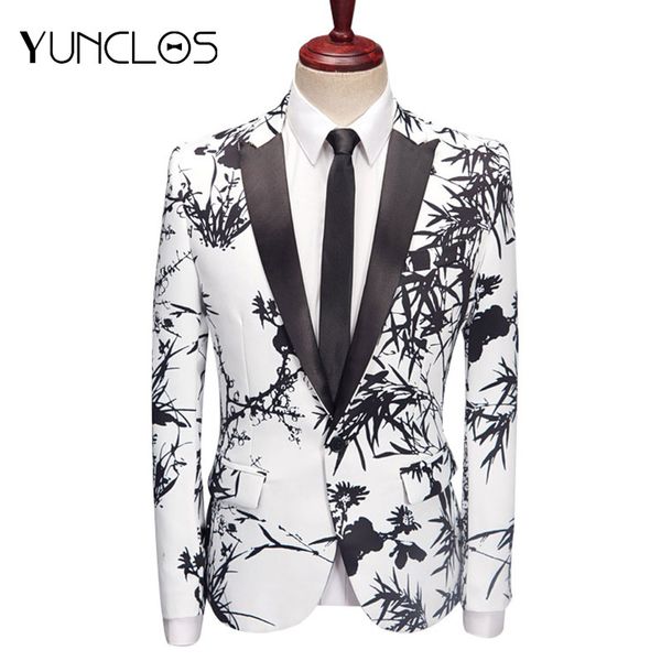 yunclos 2019 bamboo printed men's blazer wedding party suit jackets slim fit shawl collar blazer jackets masculino, White;black
yunclos 2019 bamboo printed men's blazer wedding party suit jackets slim fit shawl collar blazer jackets masculino, White;black