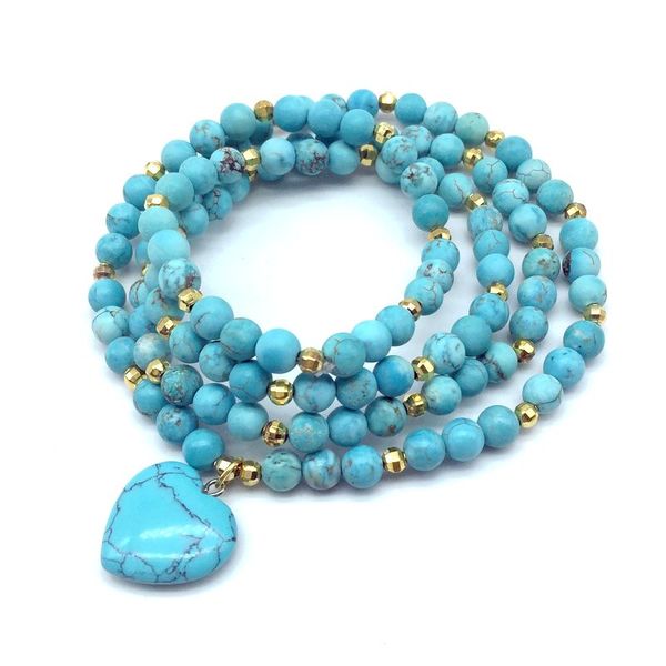 women frosted madull polish blue howlite stone beads bracelet mala necklace heart charm yoga jewelry, Golden;silver
women frosted madull polish blue howlite stone beads bracelet mala necklace heart charm yoga jewelry, Golden;silver