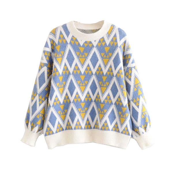 cartoon geometric triangle pattern o-neck pullover sweater female s28801-aq, White;black
cartoon geometric triangle pattern o-neck pullover sweater female s28801-aq, White;black