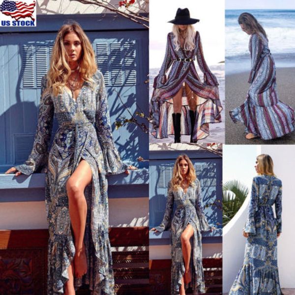 2019 women summer boho chiffon v neck party evening beach dresses long maxi dress sundress, Black;gray
2019 women summer boho chiffon v neck party evening beach dresses long maxi dress sundress, Black;gray