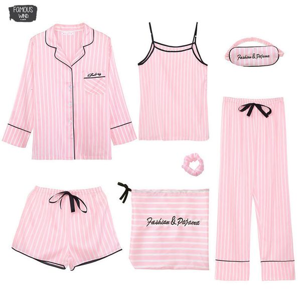 homewear womens 7 pieces pajamas sets emulation silk striped pajamas women sleepwear sets spring summer autumn pink, Black;red
homewear womens 7 pieces pajamas sets emulation silk striped pajamas women sleepwear sets spring summer autumn pink, Black;red