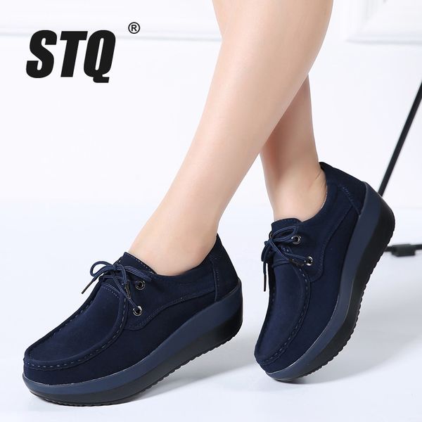 stq 2020 autumn women flats shoes thick soled high platform shoes leather suede ladies casual lace up flats creepers 3235, Black
stq 2020 autumn women flats shoes thick soled high platform shoes leather suede ladies casual lace up flats creepers 3235, Black