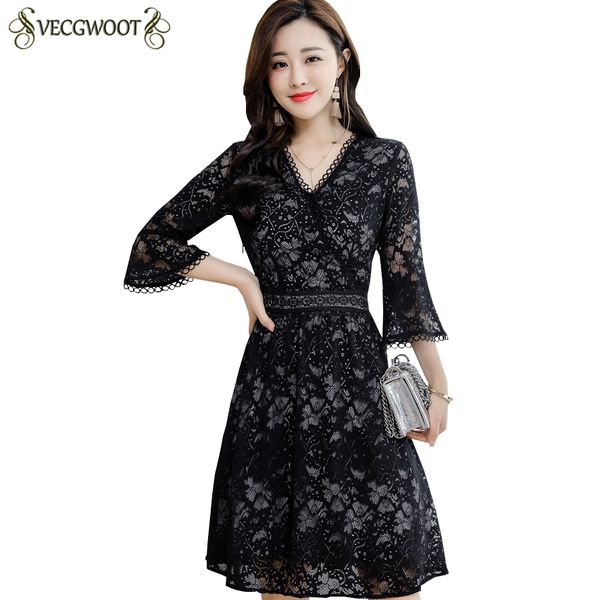 2019 summer new plus size women dress fashion v-neck hollow out lace dress women three quarter sleeve female vestidos s887, Black;gray
2019 summer new plus size women dress fashion v-neck hollow out lace dress women three quarter sleeve female vestidos s887, Black;gray