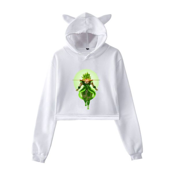 japan anime dragon ball dragon ball sweet cute navel cat ears hoodie, Black
