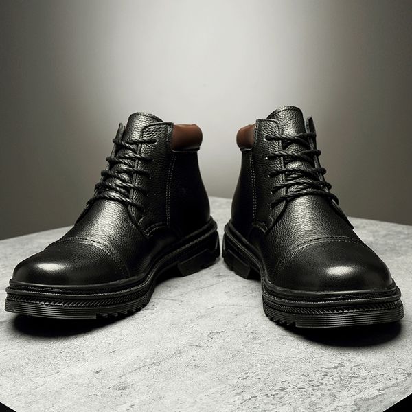 2019 new autumn and winter men's leather boots handmade men's thick warm casual shoes lace fashion winter ankle boots, Black
2019 new autumn and winter men's leather boots handmade men's thick warm casual shoes lace fashion winter ankle boots, Black