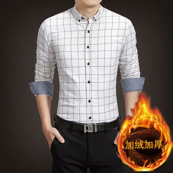 2019 fashion men's winter warm plush slim shirt shirt men's casual retro plaid clothes large size, White;black
2019 fashion men's winter warm plush slim shirt shirt men's casual retro plaid clothes large size, White;black