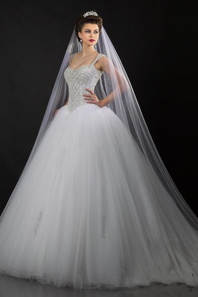 2019 bling bling crystal wedding dresses sweetheart with straps sweep train tulle ball gown bridal gowns fashion vestidos de fiesta, White
2019 bling bling crystal wedding dresses sweetheart with straps sweep train tulle ball gown bridal gowns fashion vestidos de fiesta, White