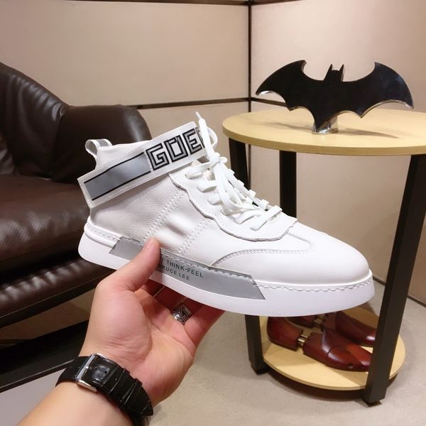men luxury fashion sneakers genuine leather shoes spikes men's casual striped stitching embroidery high flat dress shoes, Black
men luxury fashion sneakers genuine leather shoes spikes men's casual striped stitching embroidery high flat dress shoes, Black