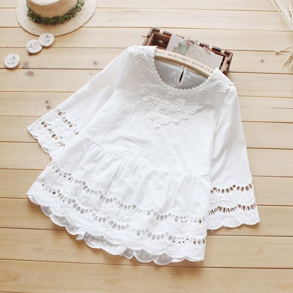 women sweet casual hollow out three quarter sleeved crochet lace cotton white female princess shirt blouses mori girl u473
women sweet casual hollow out three quarter sleeved crochet lace cotton white female princess shirt blouses mori girl u473