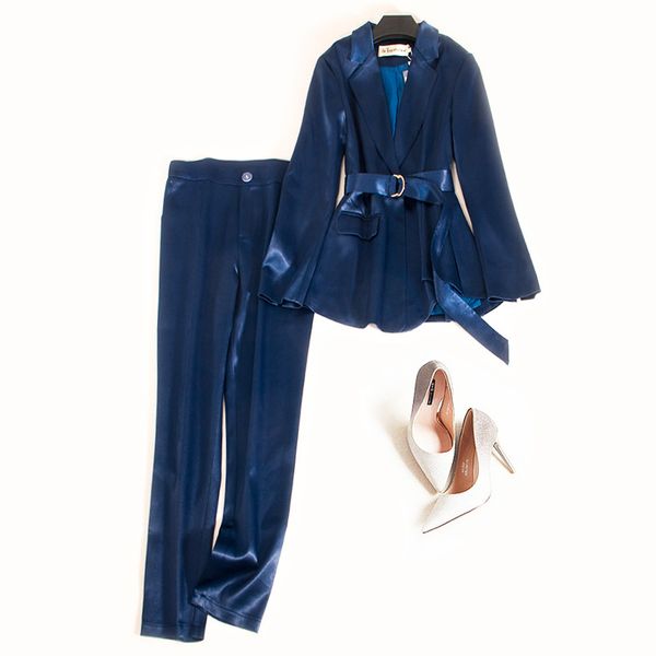 new women blazer two piece sets long sleeve blazer coat straight leg pants office lady suits formal two piece set t87, White;black
new women blazer two piece sets long sleeve blazer coat straight leg pants office lady suits formal two piece set t87, White;black