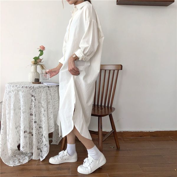 women dresses designer dress vintage autumn long dress shirt turn down collar lady loose shirt casual fashion maxi dress cotton white, Black;gray
women dresses designer dress vintage autumn long dress shirt turn down collar lady loose shirt casual fashion maxi dress cotton white, Black;gray