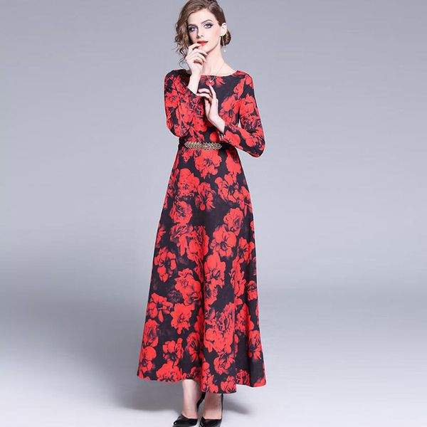 send belt 2019 autumn clothing temperament printing round neck long sleeve long waist to waist will pendulum dress, White;black
send belt 2019 autumn clothing temperament printing round neck long sleeve long waist to waist will pendulum dress, White;black