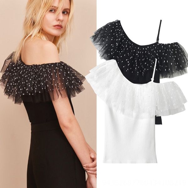 2020 lady black gauze flounced shoulder slim knitted t 2020 lady black gauze flounced shoulder slim sling sling knitted t, White
2020 lady black gauze flounced shoulder slim knitted t 2020 lady black gauze flounced shoulder slim sling sling knitted t, White