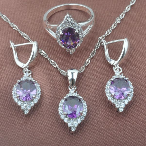elegant purple zirconia cz women's 925 sterling silver jewelry sets necklace pendant earrings ring tz0512, Slivery;golden
elegant purple zirconia cz women's 925 sterling silver jewelry sets necklace pendant earrings ring tz0512, Slivery;golden