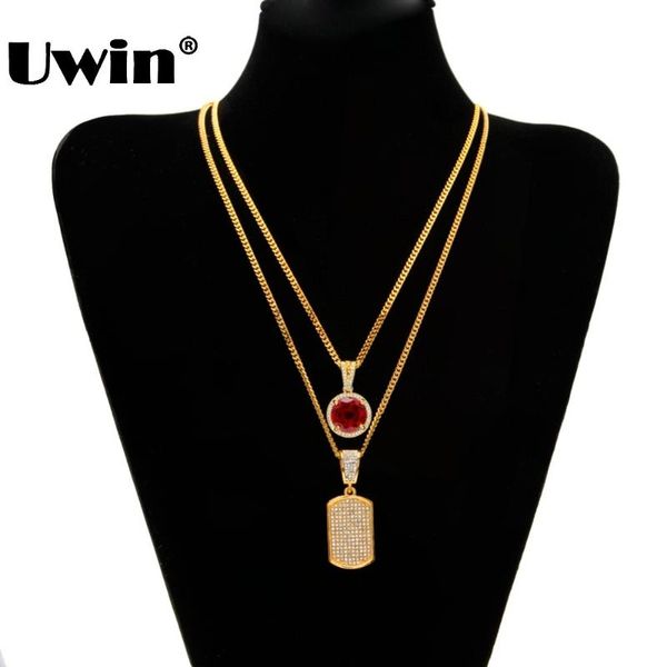 

men full iced out cz gold silver filled square dog tag pendant necklace and mini roundrhinestone necklace set hiphop cuban chain