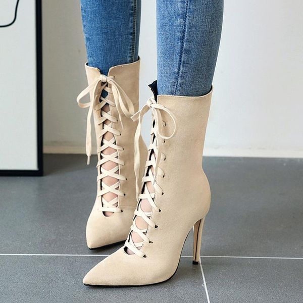 women ankle boots pu leather 9cm high thin spike stiletto heel pointed toe vintage winter lace up lady short boot #35, Black
women ankle boots pu leather 9cm high thin spike stiletto heel pointed toe vintage winter lace up lady short boot #35, Black