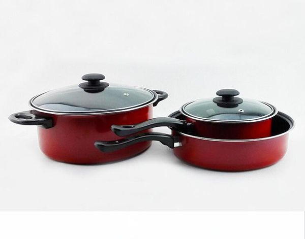 2018 three-piece pans home red wok stockpot milk non-stick frying pans household restaurant cookers with lid
2018 three-piece pans home red wok stockpot milk non-stick frying pans household restaurant cookers with lid