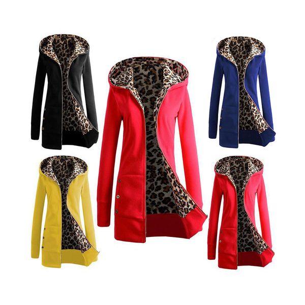 women winter overcoat leopard zipper hooded long sleeves fleece lined slim fit wf 668, Black
women winter overcoat leopard zipper hooded long sleeves fleece lined slim fit wf 668, Black