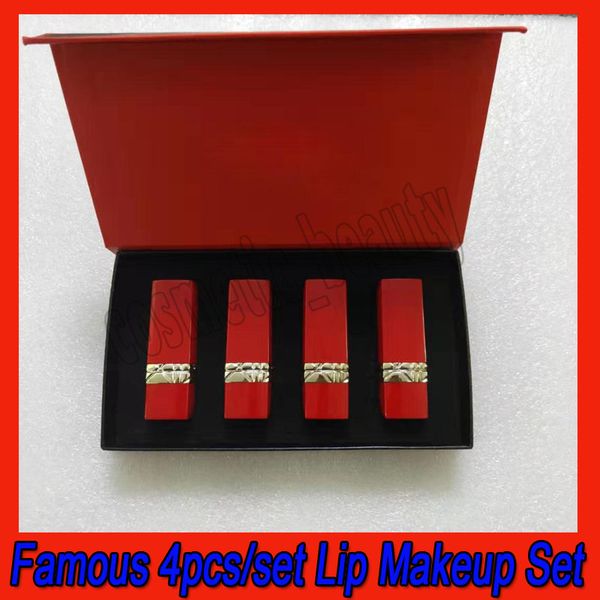 .famous 4pcs/set Lip Makeup Set Matte Lipstick 4color Lip Sticks Make Up Cosmetic Lips Kit Dhl Free