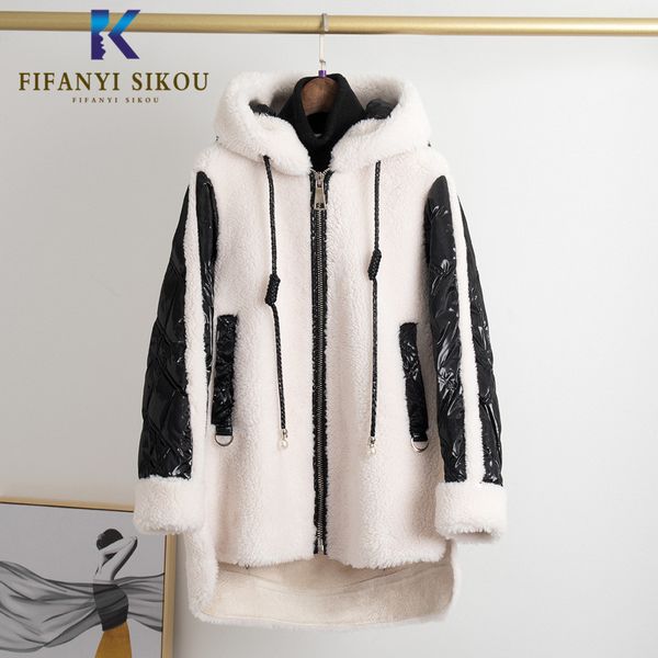 wool fur coat women real sheep shearing coats white duck down hooded natural fur jacket overcoat female winter coat, Black
wool fur coat women real sheep shearing coats white duck down hooded natural fur jacket overcoat female winter coat, Black