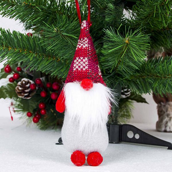 

1 pcs xmas home santa claus with face covered doll hanging pendant christmas tree hanger new year ornaments pendant decoration