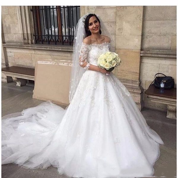 charming dubai arabic a line wedding dresses elegant off shoulder half sleeves 2020 lace wedding dresses vestido, White
charming dubai arabic a line wedding dresses elegant off shoulder half sleeves 2020 lace wedding dresses vestido, White