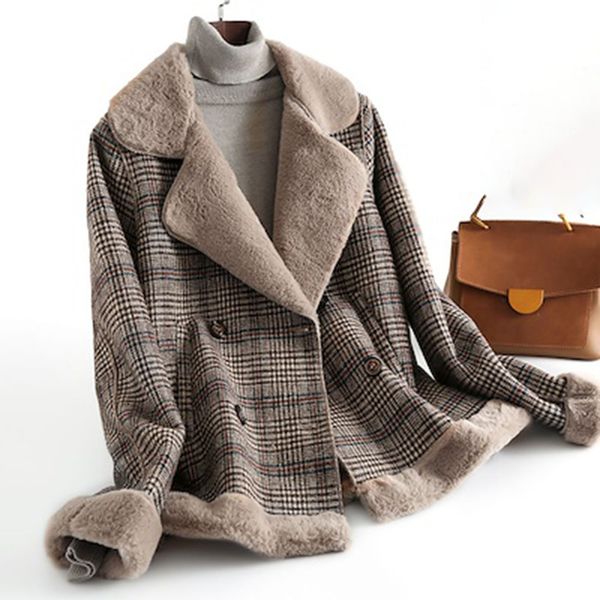 plaid wool blends women autumn double thick fleece warm overcoat korean causal retro double breasted winter coat coffee outwear, Black
plaid wool blends women autumn double thick fleece warm overcoat korean causal retro double breasted winter coat coffee outwear, Black