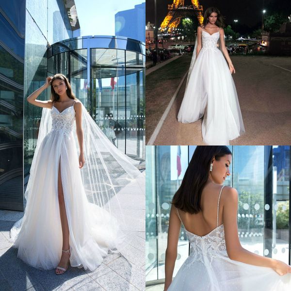 crystal design bohemia wedding dresses 2019 appliqued lace a line sweep train beach wedding gowns plus size side split robes de mariée, White
crystal design bohemia wedding dresses 2019 appliqued lace a line sweep train beach wedding gowns plus size side split robes de mariée, White