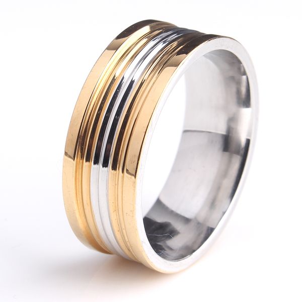 7mm gold color and silver color groove stripe 316l stainless steel finger rings for men women wholesale, Golden;silver
7mm gold color and silver color groove stripe 316l stainless steel finger rings for men women wholesale, Golden;silver