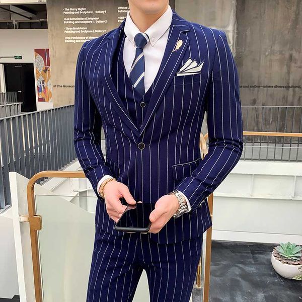 jacket + vest + pants ) formal striped men's business suit 3-piece set groom wedding dress double breasted suit, White;black
jacket + vest + pants ) formal striped men's business suit 3-piece set groom wedding dress double breasted suit, White;black