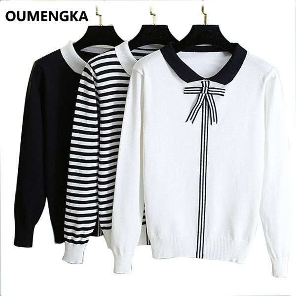 casual sweater women 2019 autumn spring knitted sweater turn-down collar long sleeve striped knitting pullover womens sweaters, White;black
casual sweater women 2019 autumn spring knitted sweater turn-down collar long sleeve striped knitting pullover womens sweaters, White;black