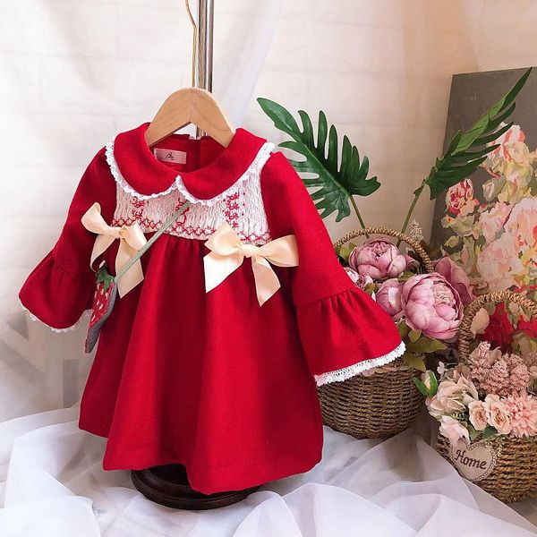baby girl designer clothing dress spain style boutique long sleeve wool red color bow design girl dress fall winter clothes dress, Red;yellow
baby girl designer clothing dress spain style boutique long sleeve wool red color bow design girl dress fall winter clothes dress, Red;yellow