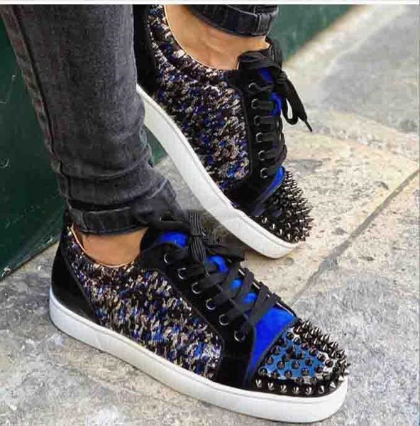 blue veau velours men shoes low cut red bottom sneakers junior spikes orlato leopard-printed silver spikes couple's casual walking skat, Black
blue veau velours men shoes low cut red bottom sneakers junior spikes orlato leopard-printed silver spikes couple's casual walking skat, Black