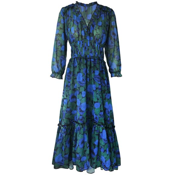 2020 spring summer v-neck ruffled three quarter floral printing asymmetrical floral midi dress, Black;gray
2020 spring summer v-neck ruffled three quarter floral printing asymmetrical floral midi dress, Black;gray