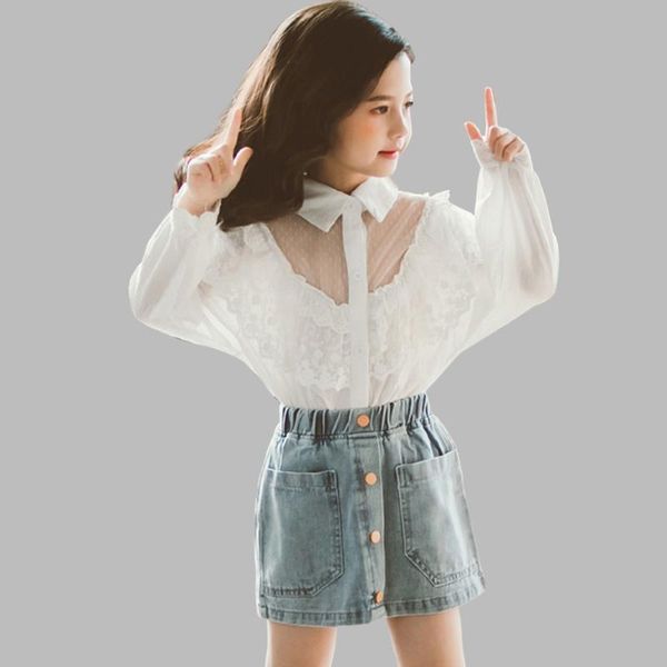 girls clothes lace girls outfits white blouse + jeans kids girl clothes set casual style children's school tracksuit
girls clothes lace girls outfits white blouse + jeans kids girl clothes set casual style children's school tracksuit
