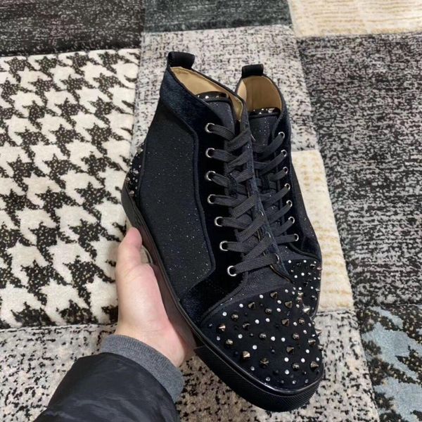 elegant brand spikes & strass high red bottom sneakers shoes women,men casual black glitter leather outdoor trainers eu35-47
elegant brand spikes & strass high red bottom sneakers shoes women,men casual black glitter leather outdoor trainers eu35-47