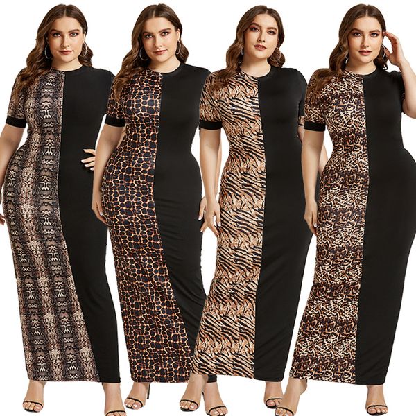 cross-border color matching womens dress 2020 summer african plus size temperament short sleeve leopard one-step dress, White;black
cross-border color matching womens dress 2020 summer african plus size temperament short sleeve leopard one-step dress, White;black