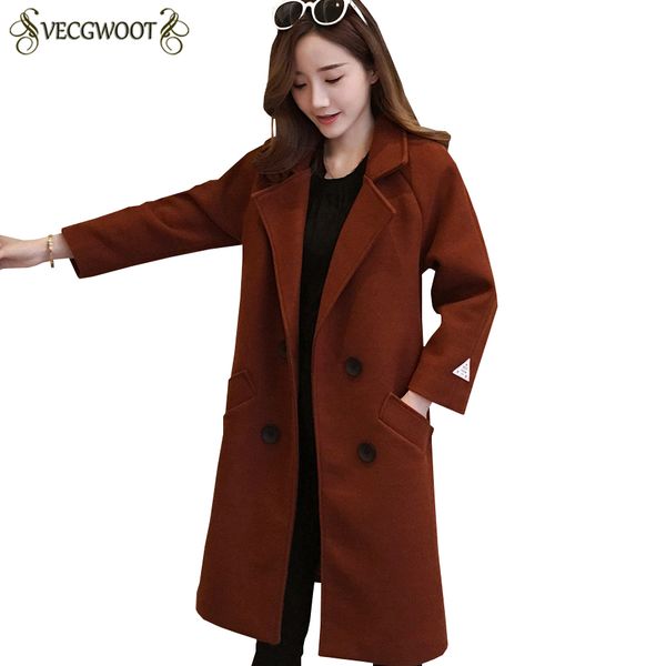 female new autumn winter woolen jacket women fashion long large size woolen coat women double breasted coat s672, Black
female new autumn winter woolen jacket women fashion long large size woolen coat women double breasted coat s672, Black