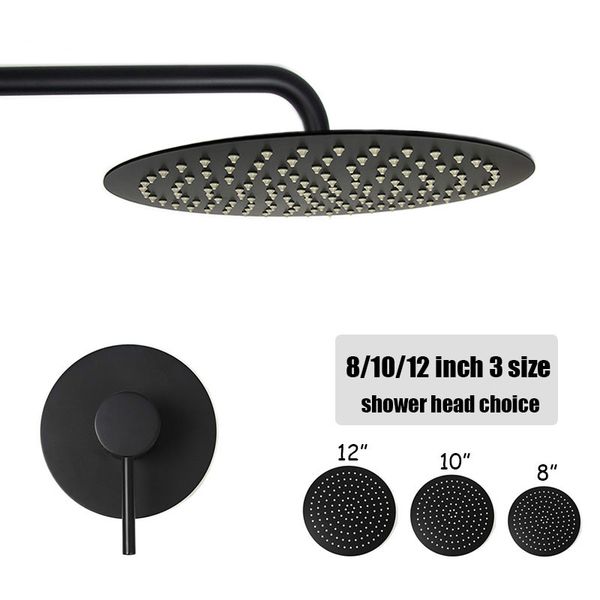 bathroom black wall mounted bath shower set single way brass mixer faucet 2 mm thick stainless steel shower head 8 10 12 inch
bathroom black wall mounted bath shower set single way brass mixer faucet 2 mm thick stainless steel shower head 8 10 12 inch