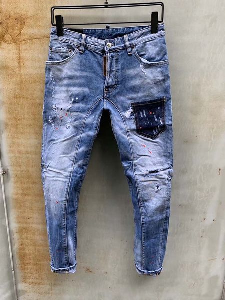 heavy washed jeans male europe and the united states tide brand patch patch slim splash ink hole pants spring and autumn, Blue
heavy washed jeans male europe and the united states tide brand patch patch slim splash ink hole pants spring and autumn, Blue