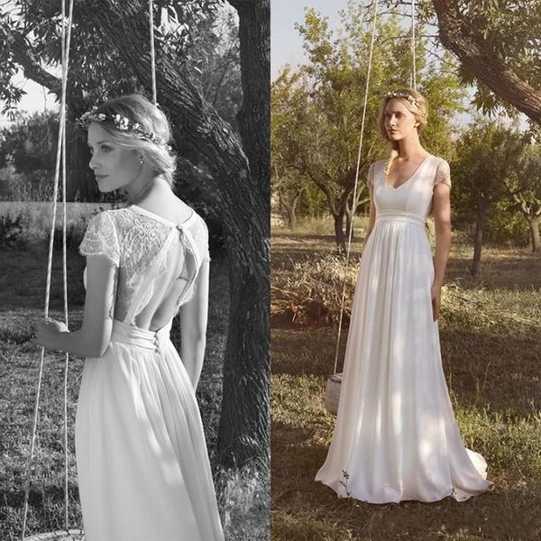 2020 Cheap Chiffon V Neck Rembo Styling Beach Wedding Dresses Short Sleeve Lace Applique Bridal Gowns Pregnant Hollow Back Wedding Dress, White
2020 Cheap Chiffon V Neck Rembo Styling Beach Wedding Dresses Short Sleeve Lace Applique Bridal Gowns Pregnant Hollow Back Wedding Dress, White