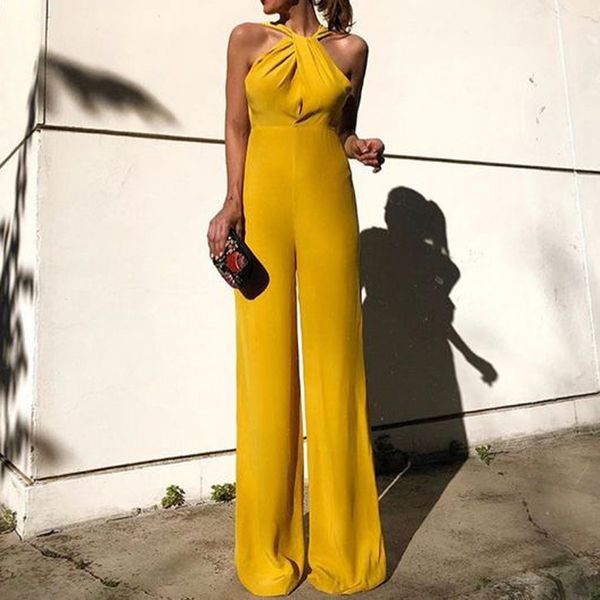 women's jumpsuits & rompers women yellow polyester elegant fashion slim casual sleeveless halter jumpsuit, Black;white
women's jumpsuits & rompers women yellow polyester elegant fashion slim casual sleeveless halter jumpsuit, Black;white