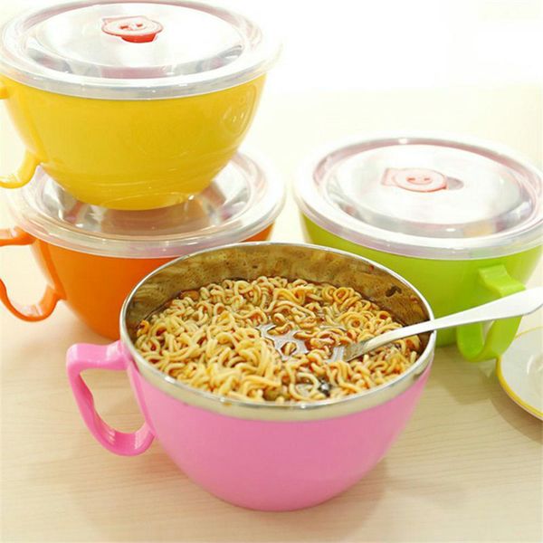 new 600ml noodle bowl with lid handle stainless steel plastic leak-proof food container rice soup bowls ne
new 600ml noodle bowl with lid handle stainless steel plastic leak-proof food container rice soup bowls ne
