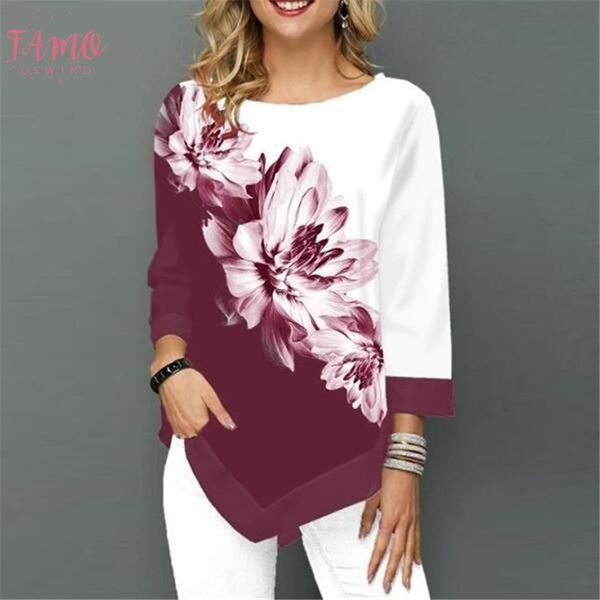 2019 spring autumn large size women t shirts casual o neck floral print t shirt female t shirt plus size 5xl tees, White
2019 spring autumn large size women t shirts casual o neck floral print t shirt female t shirt plus size 5xl tees, White