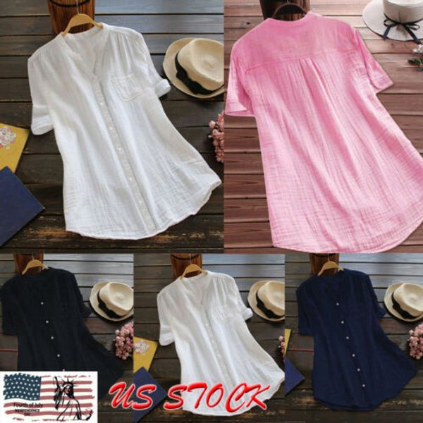 2019 cotton linen blouse shirt women summer plain shirt short sleeve blouse loose long plus size s-5xl, White
2019 cotton linen blouse shirt women summer plain shirt short sleeve blouse loose long plus size s-5xl, White