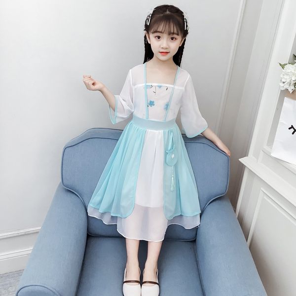 girls' hanfu chinese style retro tang theme costume ethnic clothing little fairy super fairy embroidery ru skirt ancient suit new style, Red
girls' hanfu chinese style retro tang theme costume ethnic clothing little fairy super fairy embroidery ru skirt ancient suit new style, Red