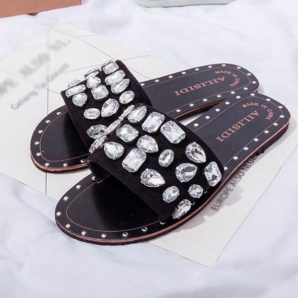 2020 summer women slipper ladies fashion gem slipper flat casual slippers roman style round toe slippers for women #4.6, Black
2020 summer women slipper ladies fashion gem slipper flat casual slippers roman style round toe slippers for women #4.6, Black