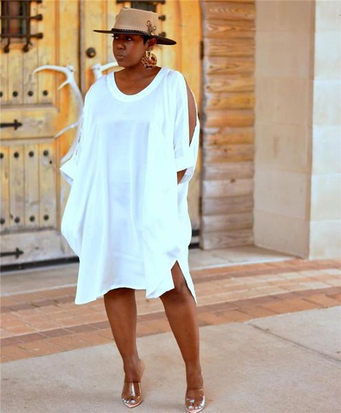 women summer designer solid color dresses open cuff crew neck half sleeve plus size females clothing, Black;gray
women summer designer solid color dresses open cuff crew neck half sleeve plus size females clothing, Black;gray