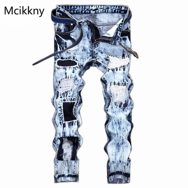 mcikkny fashion men's ripped pleated denim trousers washed slim fit straight pants with patchwork streetwear jeans pants for men, Blue
mcikkny fashion men's ripped pleated denim trousers washed slim fit straight pants with patchwork streetwear jeans pants for men, Blue